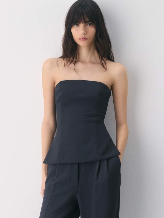 Aritzia Dresses & Skirts - Aritzia NWT Strapless Posh Navy Peplum Top